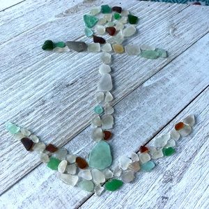 Handmade Oregon Coast Beach Glass Anchor Sign